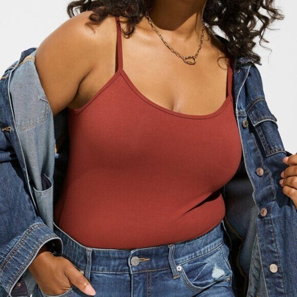 Torrid Foxy Cami Top Burnt Orange Red Size 3 Tank Stretch Summer Fall Layering - Picture 4 of 7